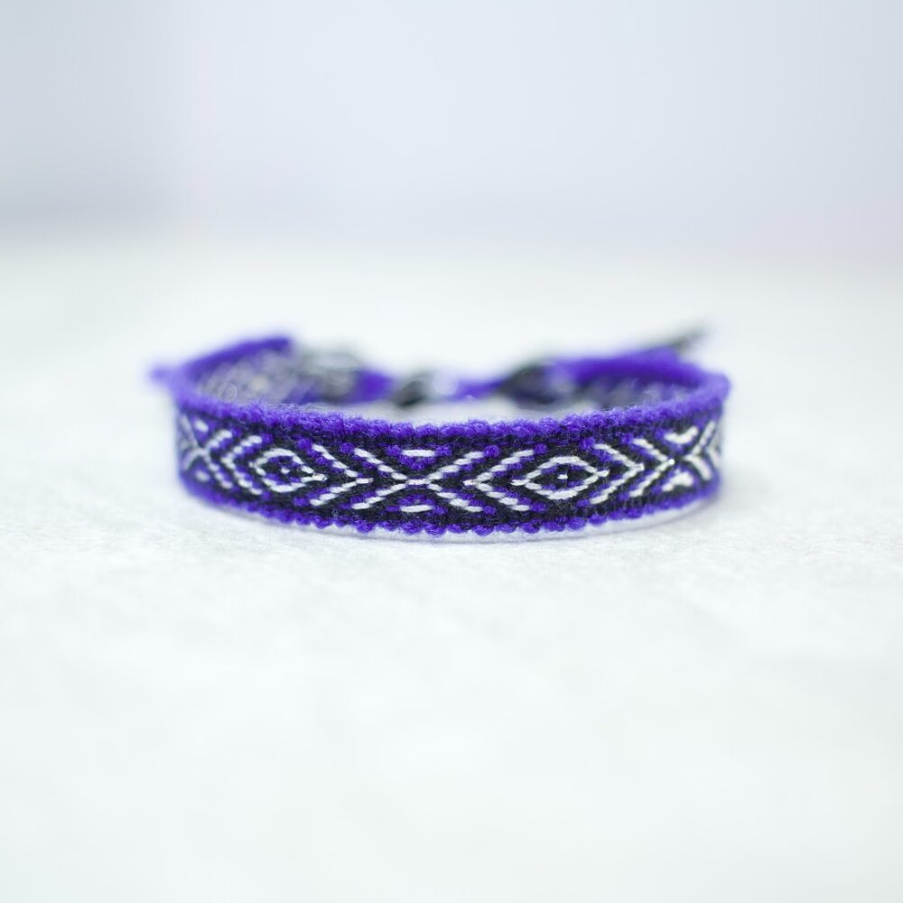 Dark Periwinkle Boho Woven Bracelet, Cloth Bracelet, Dainty Slim Gypsy Stackable